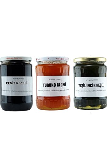 Gelinler Dağı Hatay Yöresel Reçel Seti (CEVİZ, TURUNÇ, HAM INCİR) Avantajlı 3 Kavanoz