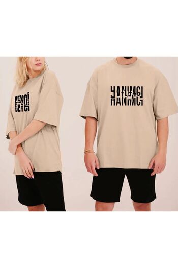 Rex Darius Hanımcı Beyci Printed Shorts and T-shirt - Oversize T-Shirt Set Couple 2-Piece Lover Combination
