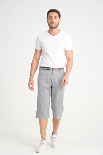 Wise Men's Lycra Smoke Knee Length Bermuda Belted Long Capri Shorts - Gift