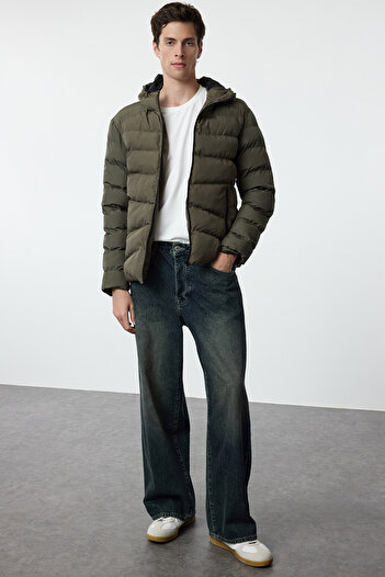 Trendyol Collection Khaki Regular Fit Winter Puffer Jacket Tmnaw25Mo00031