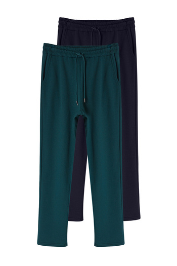 Edit by Trendyol 2 Pack Navy Blue and Emerald Green Wide Cut Men's Sweatpants - Tedaw25Ea00015