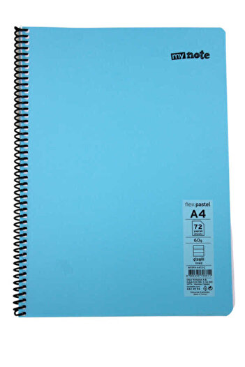 Mynote Flex A4 72 Sheets Lined Spiral Plastic Cover Notebook Pastel