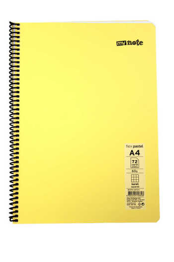 Mynote Flex A4 72 Sheets Checked Spiral Plastic Cover Notebook Pastel