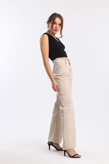 Geppetto High Waist Beige Mom Jean - Women's Wide Leg Penolope