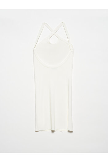Dilvin 90151 Drop Front Knitwear Dress-ecru