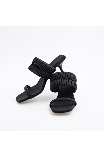 RUXENE Lexi Open Toe Square Toe 7cm Toc subțire Detaliu cu șnur Papuci cu toc