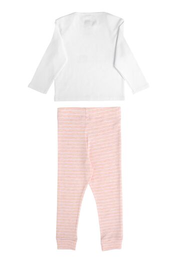 Kyron Ecru Pink Baby Girl Crew Neck Bottom-Top Set