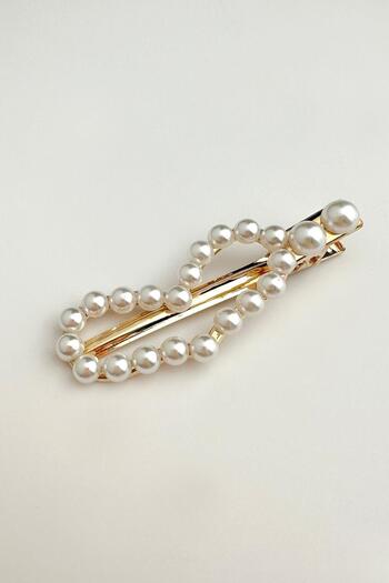 Modex Pearl Heart Figured Hair Clip (7 cm)