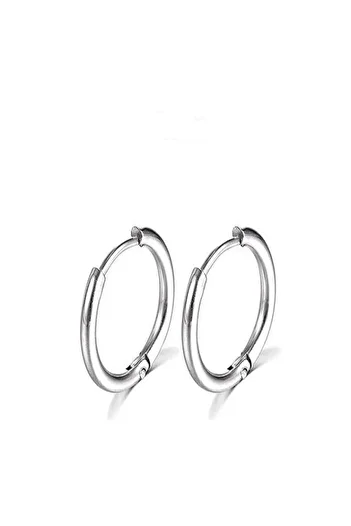 MAZEN 316l Stainless Tarnish Resistant Surgical Steel Unisex Hoop Earring Silver Color