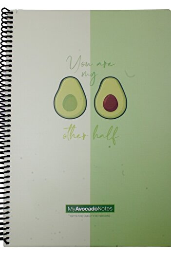 Gıpta A4 Avocado 80 Sheets Lined - Spiral Paper Cover Notebook, You Are My Other Half 5819
