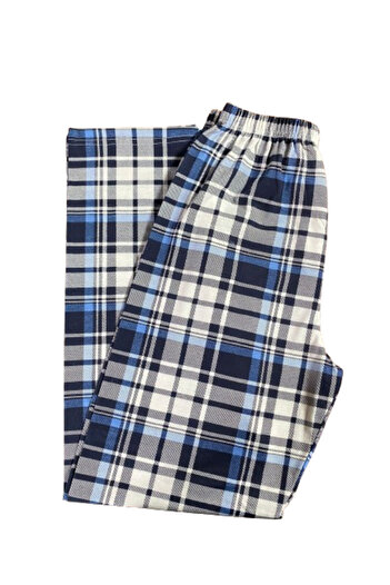UygunHep Pantaloni de pijama confortabili, elastici, din bumbac, cu model în carouri albastre