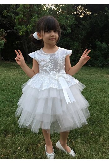 TONTİŞLER BEBEK VE ÇOCUK GİYİM Yazlık Kız Çocuk Bayramlık,doğumgünü,düğün Elbisesi (1-2-3-4-5-6-7-8-9) Yaş