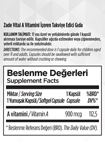 Zade Vital Vitamin A 30 Soft Capsules