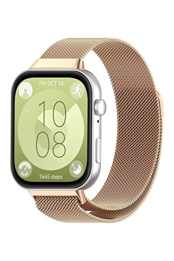 Tagomoon Huawei Watch Fit 3 / Fit 4 / Fit 4 Pro Ile Uyumlu Kordon Hasır Örgü Metal Mıknatıslı Kayış
