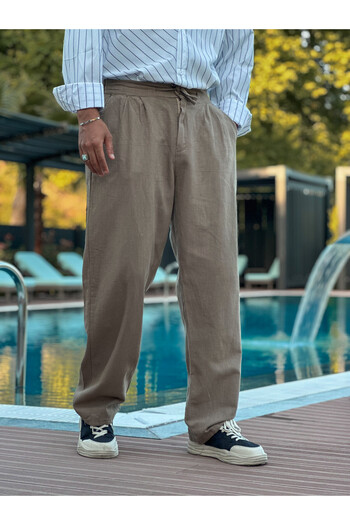 MFU collection Άνετο λινό παντελόνι Oversize - Ανδρικό