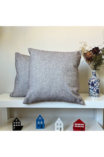 DECO Modern Minimalist Velvet with Linen Effect - Digital Printed Throw Pillow Cover