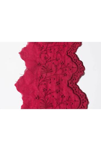 ÖZPAŞ TEKSTİL VE AKSESUAR Fisto Burgundy Guipure - 21 cm X 2 Mt. Diffused Flowers