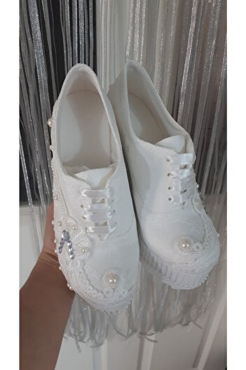 Modavien Kadın Beyaz Şık Gelin Converse 71004