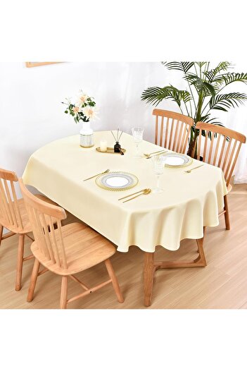 Zeren Home Care-free Liquid-proof Oval Tablecloth