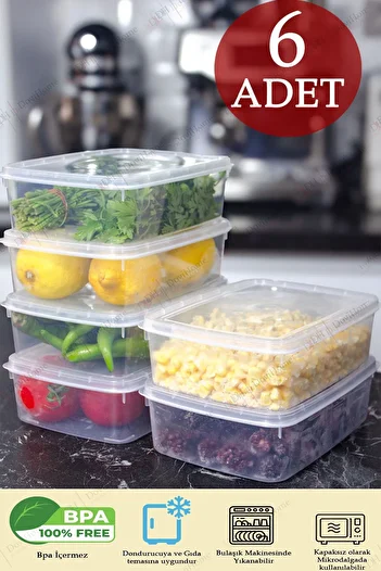 Alacarte 1.35 Lt Bpa Free 6 Pieces Transparent Refrigerator and Freezer Storage Set