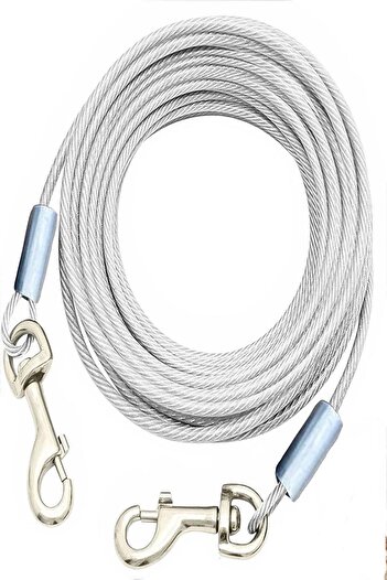 LİDERSAN ÇELİK Mm 3 Meters + 2 Screw Carabiner Dog Garden Tethering Rope Transparent Color (90 Kg)