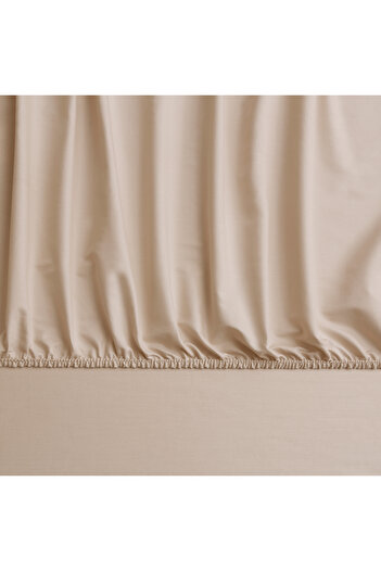 Linens Mix&Match Cotton Satin Double Fitted Sheet Camel