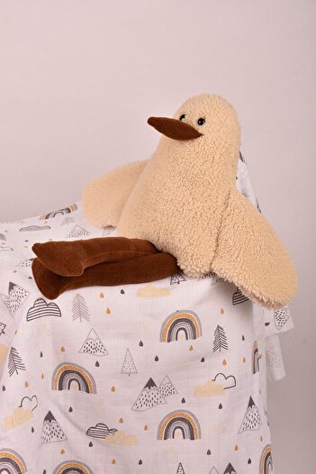 Beibons Sevimli Peluş Çocuk Uyku Arkadaşım - 50 Cm Çocuk Bebek Oyun Uyku Arkadaşı Duffy Ördek Yastık Krem