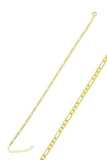 Söğütlü Silver Gümüş Altın Yaldızlı Figaro Zincir Bileklik Sgtl10516gold