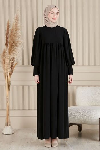 fistan Shirring Robadan Μπροστινά κουμπιά από ύφασμα βισκόζης Φόρεμα προσευχής για μητρικό φόρεμα