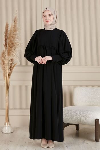 fistan Shirring Robadan Μπροστινά κουμπιά από ύφασμα βισκόζης Φόρεμα προσευχής για μητρικό φόρεμα