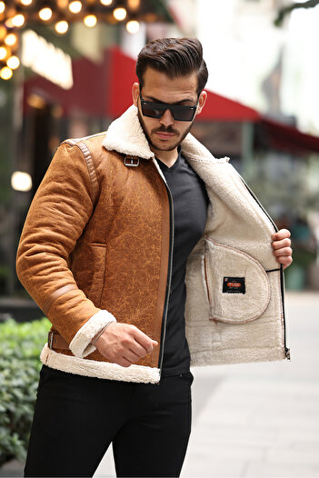 gm giyimarket Ανδρικό δερμάτινο παλτό & μπουφάν Napa Slim Fit - Full Fur Inside