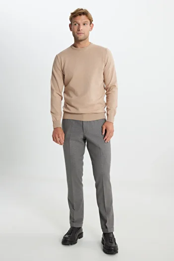 ALTINYILDIZ CLASSICS Beige Men's Knitwear Sweater - Warm Cotton, Crew Neck, Standard Fit