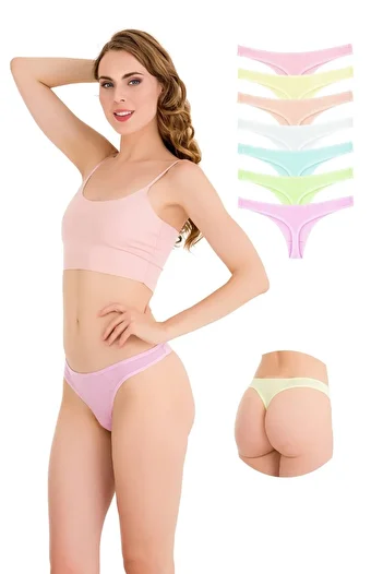 Newlilla 10051-7v3 - 7-Piece Cotton Thong Women's Panties Set