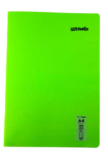Mynote Text Neon A4 80 Sheets Striped Plastic Cover Notebook