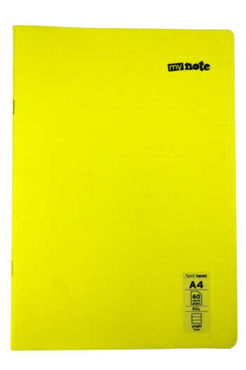 Mynote Text Neon A4 60 Sheets Lined Plastic Cover Notebook Yellow