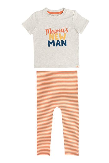Kyron Ecru Orange Baby Boy Short Sleeve Set