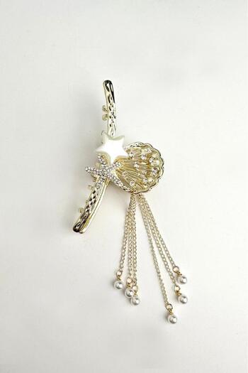 Modex Stoned Starfish Detailed Dangle Peg Buckle 9cm