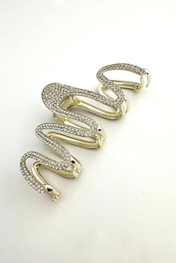 Modex Gold Color Double Sided Stoned Latch Buckle 10cm