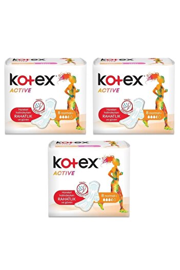 Kotex Active Ultra Single Normal Pad 8 Pack X 3