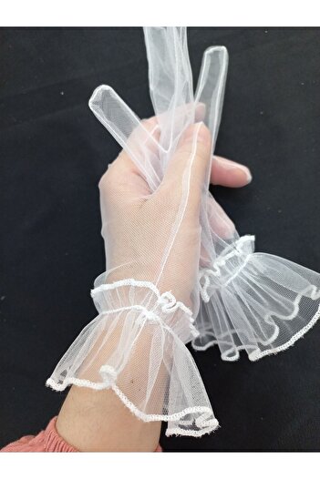 es moda shop Bella Short White Bridal Gloves Evening Dress