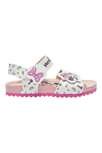 Ponchiq Minnie Mouse Beyaz Baskılı Kız Çocuk Sandalet