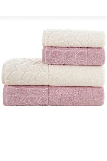 Nurpak Hazal Bathroom Set of 4 100X150 and 50X90 Powder-Cream