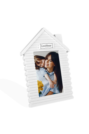 Nobbystar White Color Vertical 13x18 Cm Plastic Photo Frame with Home Motif