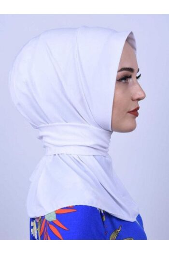 Organic Scarfs Hijabchi Women's Hijab White Snap Neck Collar Hijap Bonnet Model Scarf Shawl