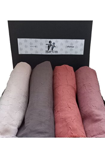HAR-UM Ticaret Hijab Women's Bamboo Scarf Shawl Model-Set of 4