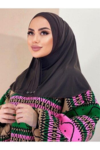 Organic Scarfs Women's Hijab Coffee Snap Neck Collar Hijab Bonnet Model Scarf Shawl with Snap Fasteners