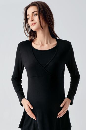 Artış Lycra Viscous Maternity Pajama Set - Long Sleeve