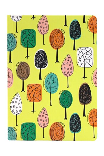 Kırtasiye Ofisi 15 X 21 Cm Leaf Lined Backdrop Colorful Notebook Trees