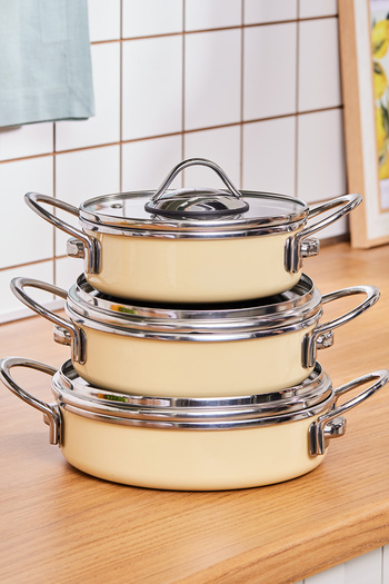 Karaca Fire Enamel 6 Piece Cream Omelet Sahan Set
