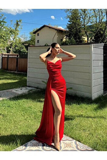 Sindimoda Degaje Yaka Yırtmaçlı Abiye 582243